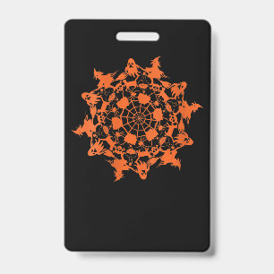 Crachá Presente de Mandala de Halloween Aranha Bruxa Fant