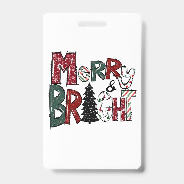 Crachá Presente de Natal Alegre e Brilhante (Frente)