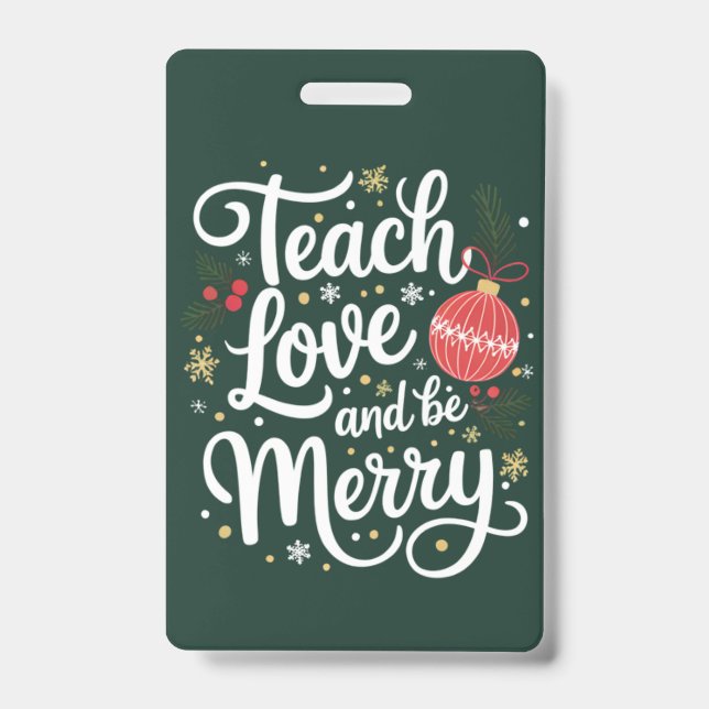 Crachá Presente Divertido para Professor no Natal Ensine  (Frente)