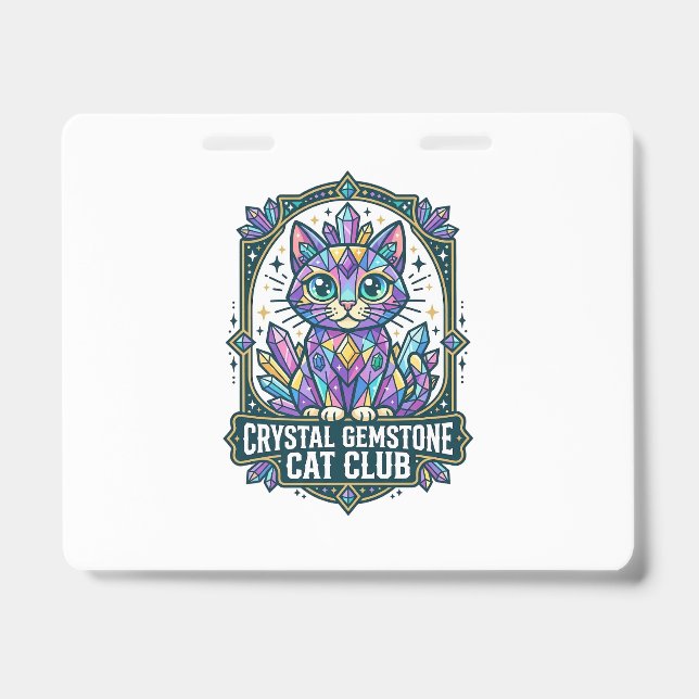 Crachá Presente para Mãe de Gato com Cristal Gemstone - C (Frente)