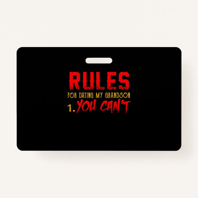 Crachá Presente para neto | Regra Para O Meu Namorando (Frente)