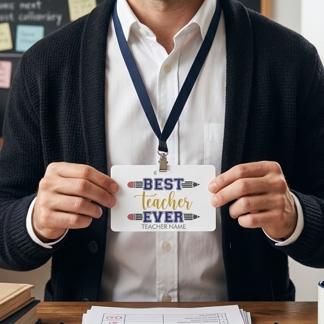 Crachá Presente Personalizado Melhor Professor de Todos o (Criador carregado)