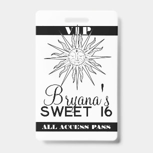 Crachá Preto Branco Caprichoso Sol Celestial Aniversário