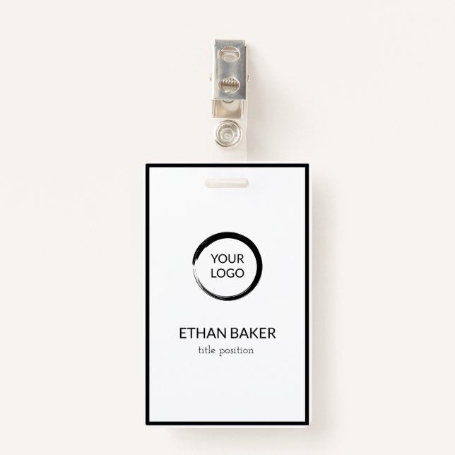 Crachá Preto E Branco (Frente com Clipe)