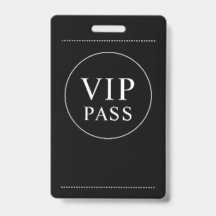 Crachá Preto e Branco Simples de Evento VIP Acesso