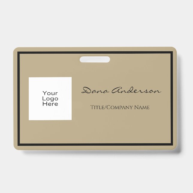 Crachá preto e bronzeado simples e moderno (Frente)