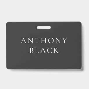 Crachá Preto Fosco Minimalista Simples Elegante Clássico
