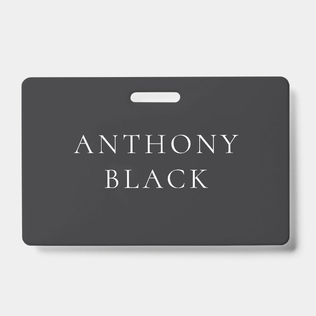 Crachá Preto Fosco Minimalista Simples Elegante Clássico (Frente)