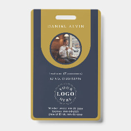 Crachá Professional Blue Brown Staff Identification ID