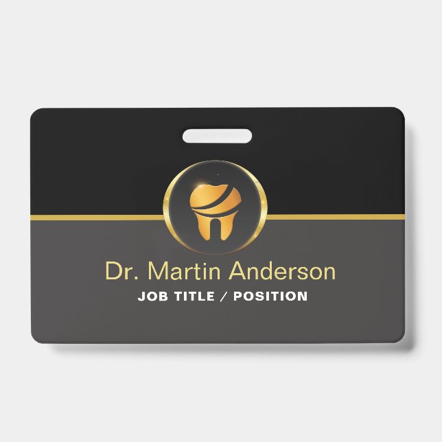 Crachá  Professional Dental Clinic Gold Tooth Logo (Frente)
