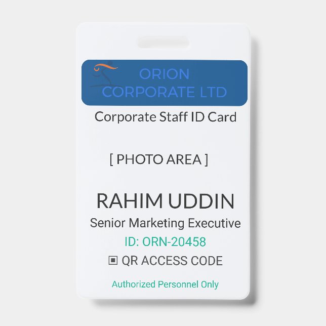 Crachá Professional Identification Workplace Badge | Corp (Frente)