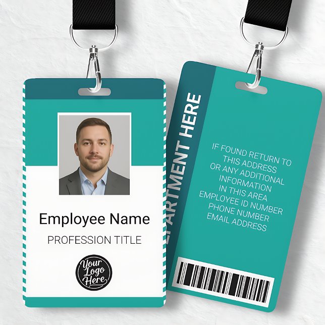 Crachá Professional Modern Geometric Teal Stripes Staff (Professional Modern Geometric Teal Stripes Staff Badge)