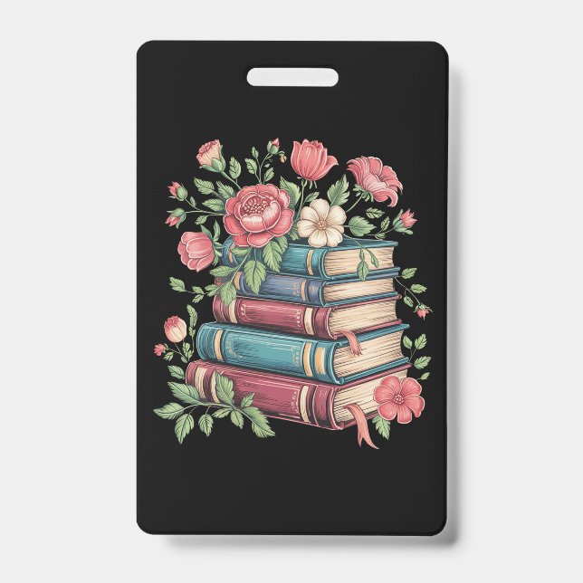 Crachá Professor Amante de Livros Volta às Aulas Flores S (Frente)