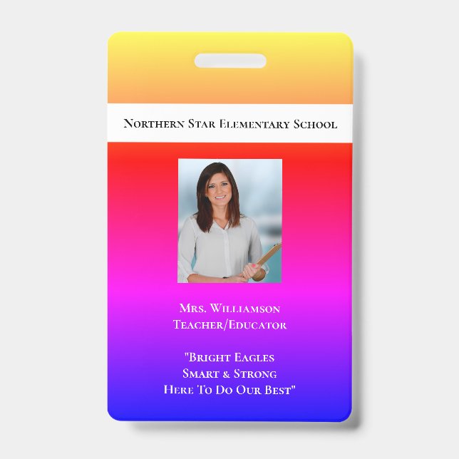 Crachá Professor de Id de Foto do Funcionarios de Código  (Frente)