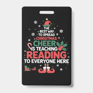 Crachá Professor de Leitura Elfo de Natal Alegria de Nata
