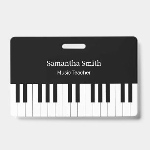 Crachá Professor de Piano de Música Personalizada e Nome