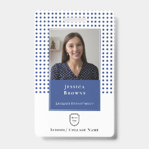 Crachá Professor escolar/ Estudante Logotipo de Foto Azul