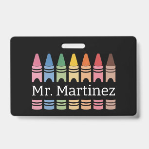 Crachá Professor personalizado Crayon Nome Cute Back Scho