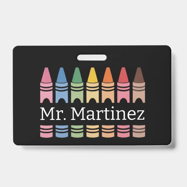 Crachá Professor personalizado Crayon Nome Cute Back Scho (Frente)