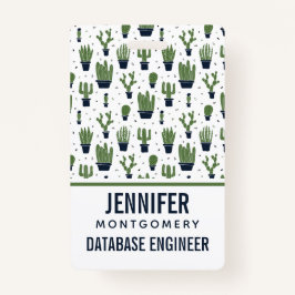 Crachá Profissão de Padrão Rustic Dark Green Cactus Deser