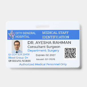 Crachá Profissional Assistência médica Identificaç