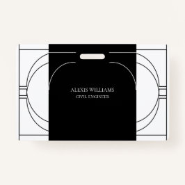 Crachá Profissional Elegante Moderno e Minimalista Geomét