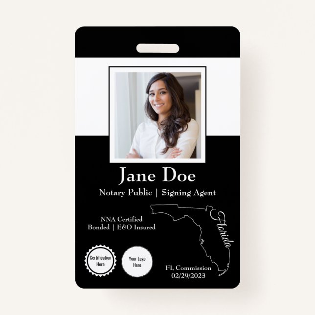 Crachá Público Notário do Estado da Flórida com Có (Frente)