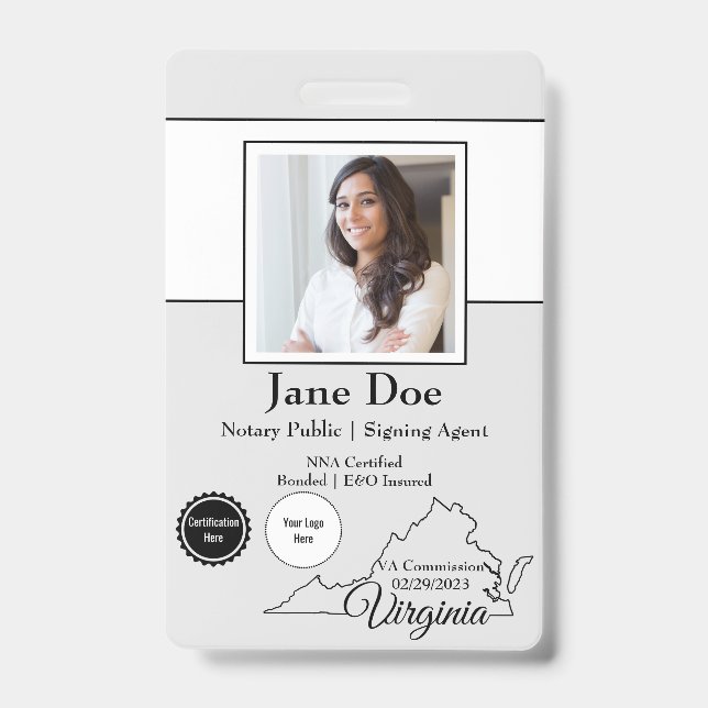 Crachá Público Notário do Estado da Virgínia com C (Frente)