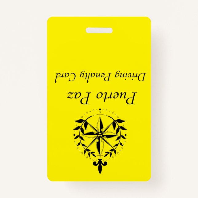 Crachá Puerto Paz - Cartão de motorista (amarelo) (Verso)