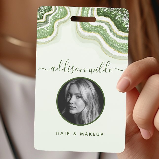 Crachá Pulseira de Identificação de Ágata Geodo Verde Esm (Criador carregado)