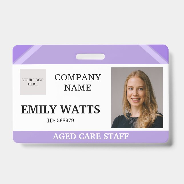 Crachá Purple Medical Nurse Aged Care Security Photo ID (Frente)