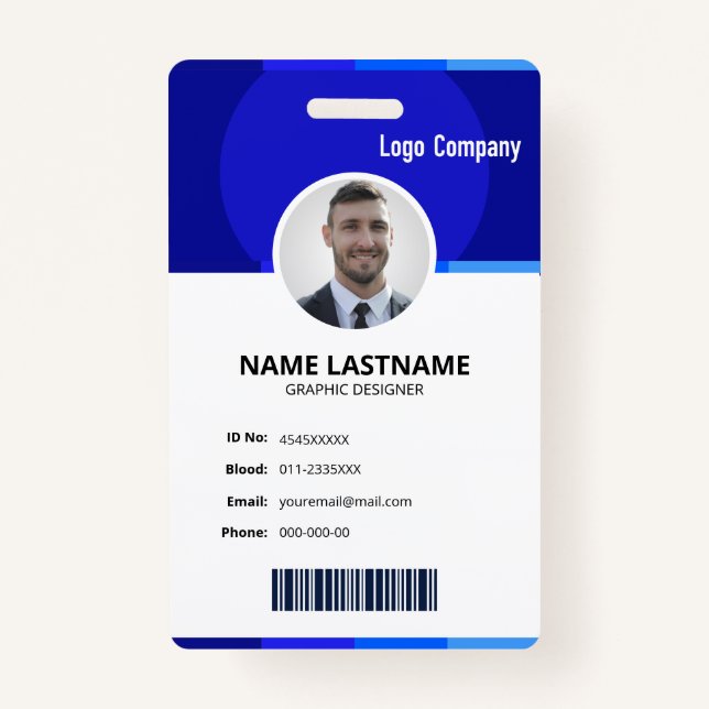 Crachá Purple Modern ID Identification Card Photo Badge (Frente)