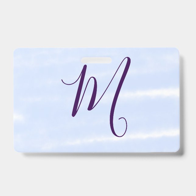 Crachá Purple pastel watercolor monogram name letterretro (Frente)