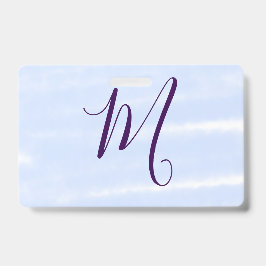 Crachá Purple pastel watercolor monogram name letterretro