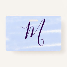 Crachá Purple pastel watercolor monogram name letterretro