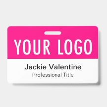 Crachá PVC Rosa Quente Horizontal Identificação No