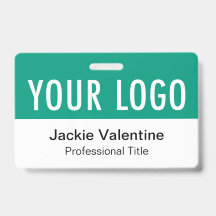 Crachá PVC Verde Esmeralda Horizontal Nome Trabalh