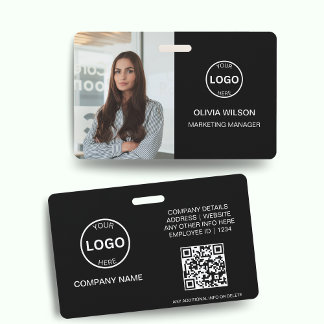 Crachá Qr Code Business ID Card Foto Moderna Funcionário 