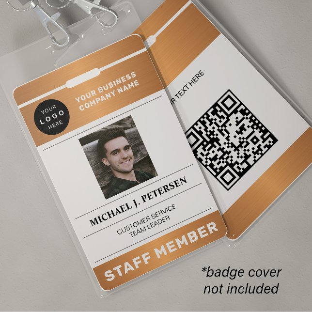 Crachá QR code business logo employee photo copper ID (Criador carregado)