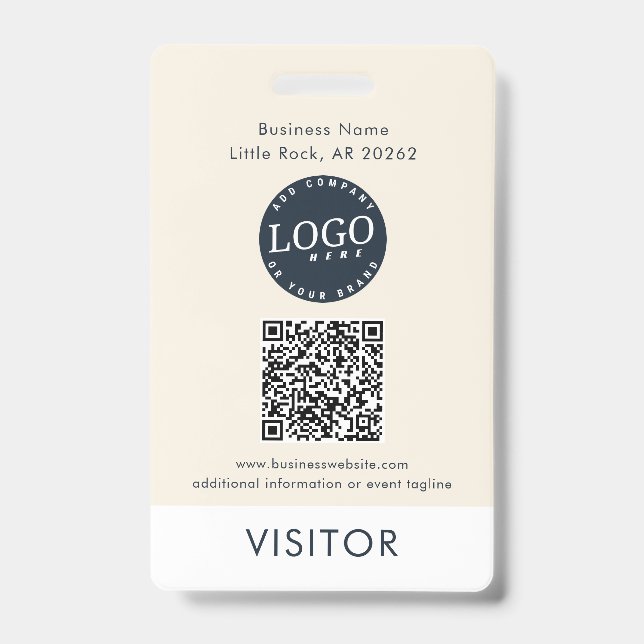 Crachá QR Code Business Logo Visitor ID Modern (Frente)