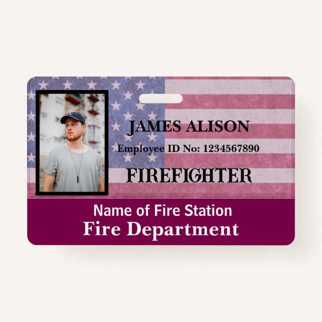 Crachá Qr Code Firefighter Employee Photo Name Card B (Frente)
