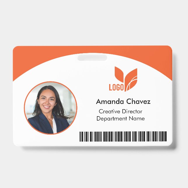 Crachá QR Código de Barra ID de Funcionário Foto (Frente)