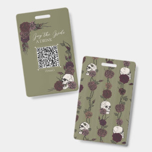 Crachá QR Comprar Bebida Noiva Caveira Verde Oliva