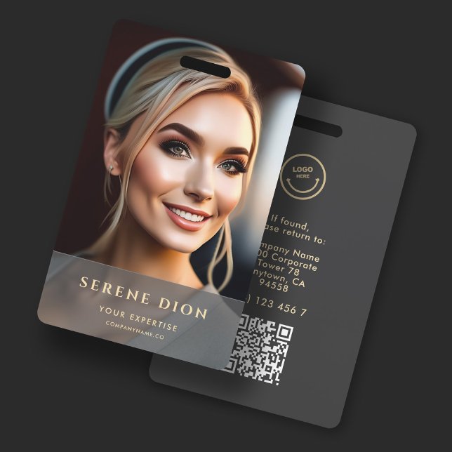 Crachá QR de Cheio de ID de nome de funcionário minimalis (Criador carregado)