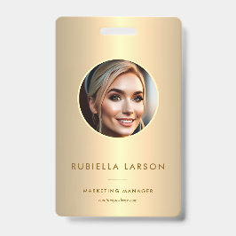 Crachá QR Dourado de foto de ID profissional de funcionár