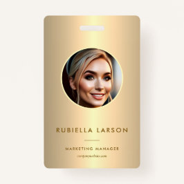 Crachá QR Dourado de foto de ID profissional de funcionár