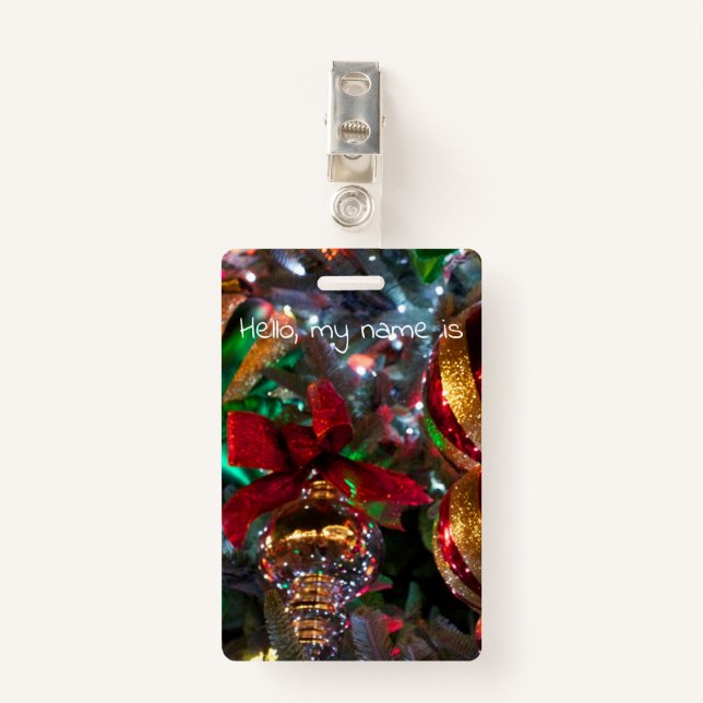 Crachá quadrado de ornamentos (Frente com Clipe)