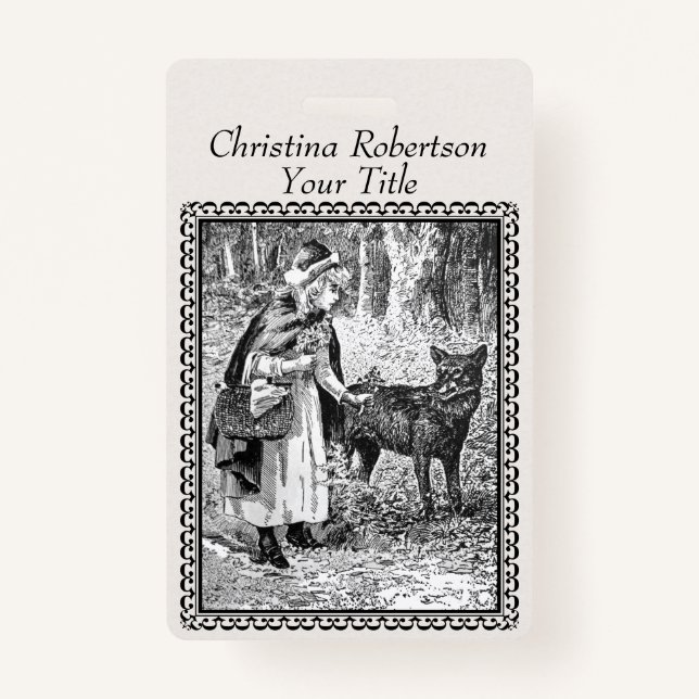 Crachá Quadro de Ilustração Branco Preto de Cabelo Vermel (Frente)