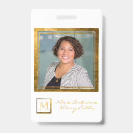 Crachá Quadro Quadrado Dourado Monograma Elegante