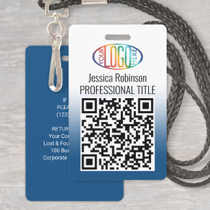 Crachá Qualquer texto QR Code Company Logo Vaccine Classi